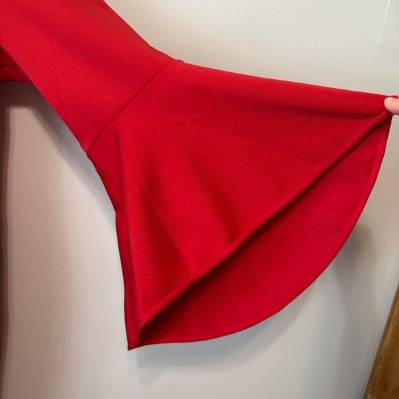 Eloquii Red Bell Sleeve Midi Dress Size 18 Womens Polyester Blend - Picture 2 of 7